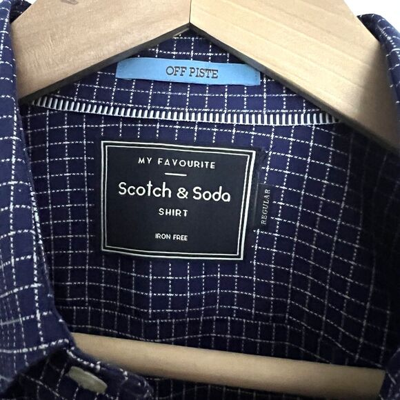 Scotch & Soda Shirt Mens Large Blue Adult Regular Check Long Sleeve Off Piste - Picture 9 of 12